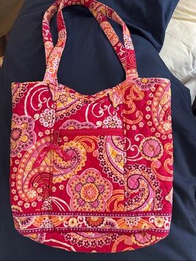 Vera Bradley Pink, Orange & Yellow Quilted Paisley Tote